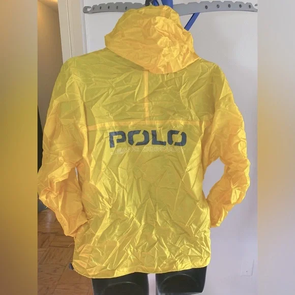 🏇🏽💛Polo Ralph Lauren Jeans Packable Windbreaker Jacket Yellow Blue Size M - Picture 6 of 12